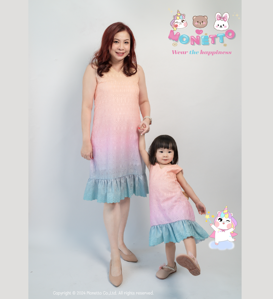 เดรสแม่ลูกไล่สีแขนกุด