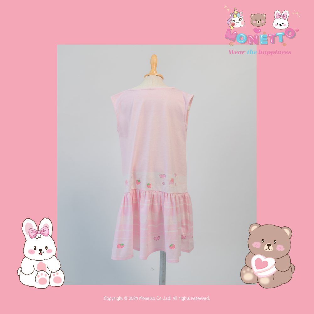Monetto Bear Girl Dress เดรสเด็ก ผ้ายืด โอโอ้ทานไอติม