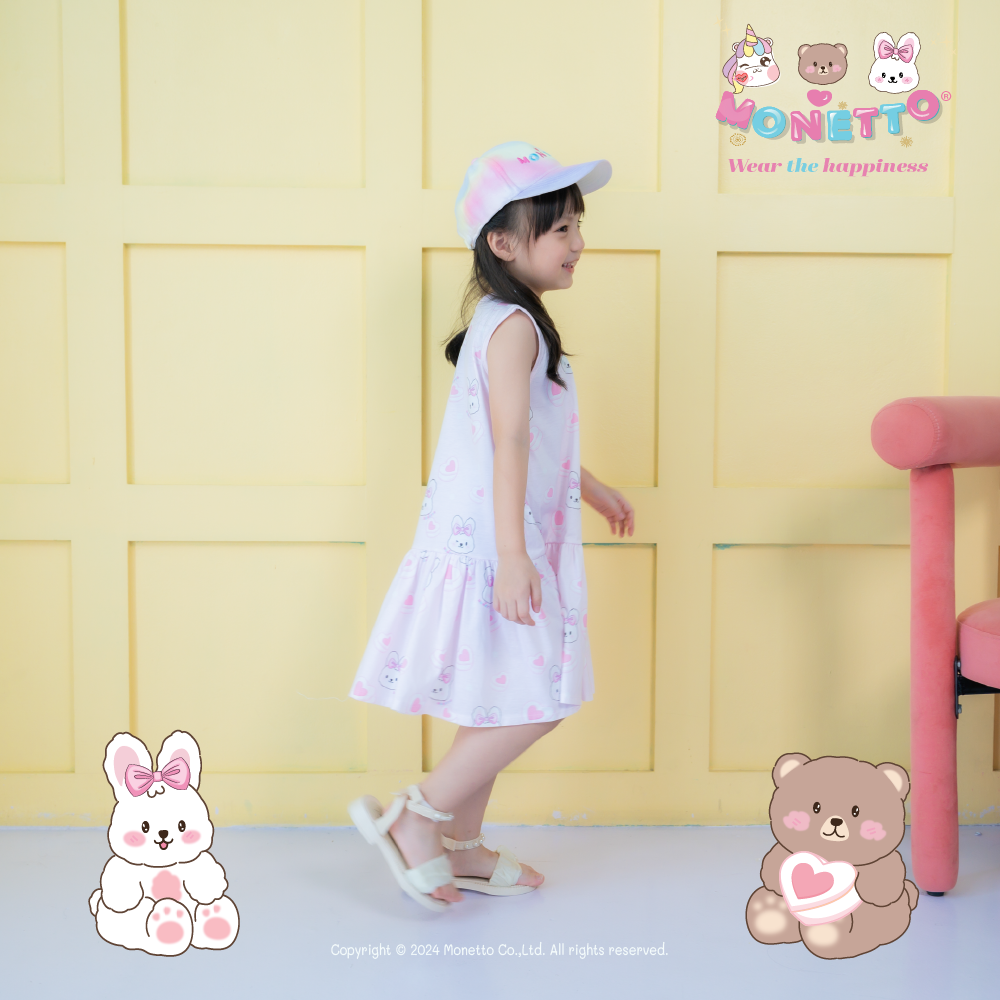 Monetto Rabbit Girl Dress เดรสเด็ก ผ้ายืด เนเน่ หัวใจใหญ่ มาร์ชเมลโล่