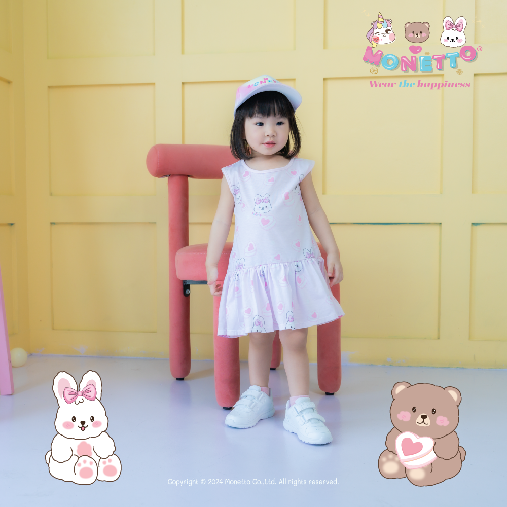 Monetto Rabbit Girl Dress เดรสเด็ก ผ้ายืด เนเน่ หัวใจใหญ่ มาร์ชเมลโล่