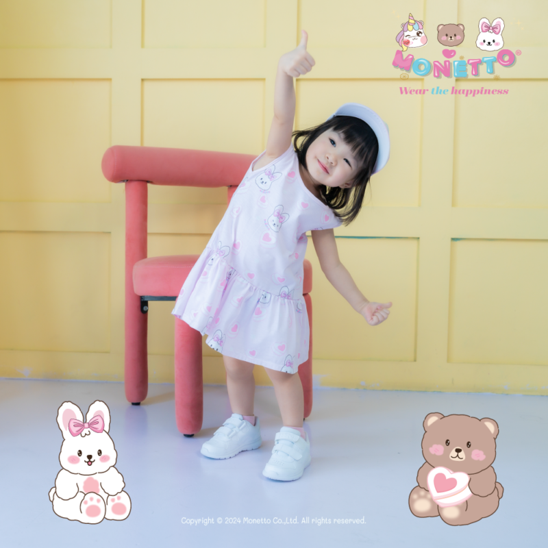 Monetto Rabbit Girl Dress เดรสเด็ก ผ้ายืด เนเน่ หัวใจใหญ่ มาร์ชเมลโล่